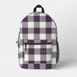 Sac À Dos Imprimé Monogramme Initiales violet En vichy Buffalo Check