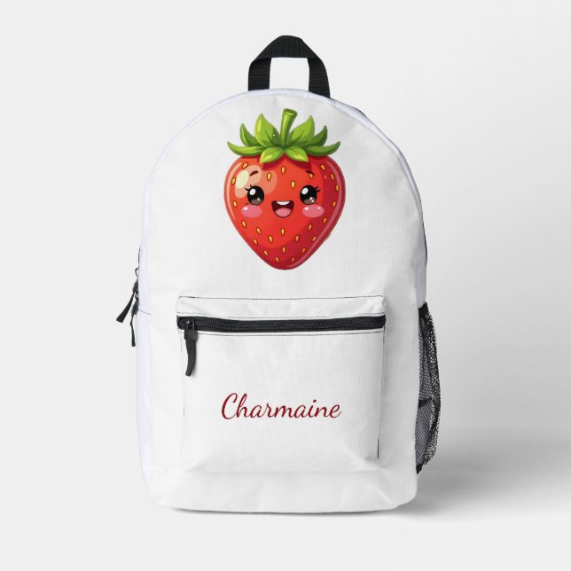 Sac À Dos Imprimé Monogramme jolie fraise kawaii (Recto)
