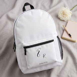 Sac À Dos Imprimé Monogramme Minimaliste Nom Élégant Grande Police d