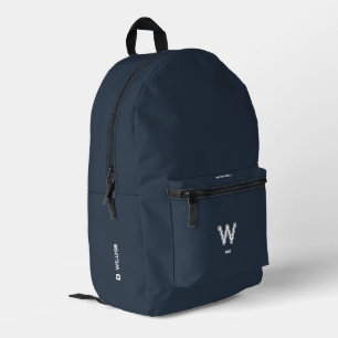 Sac À Dos Imprimé Monogramme minimaliste sportif bleu marine foncé é