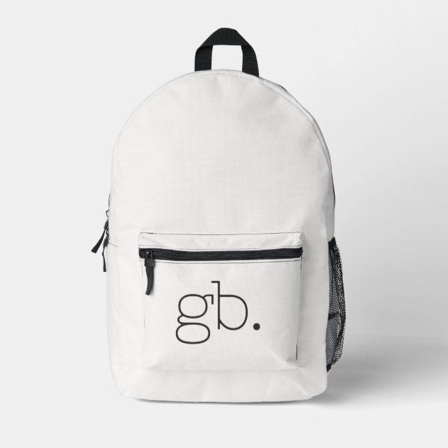 Sac À Dos Imprimé Monogramme Moderne Blanc (Recto)