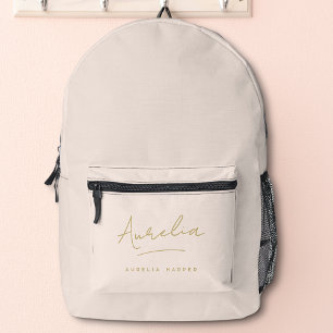 Sac À Dos Imprimé Monogramme Moderne Design Blush Pink Gold Script