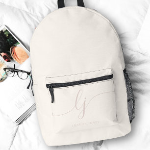 Sac À Dos Imprimé Monogramme Moderne Minimal Ivoire Pink Initiales d