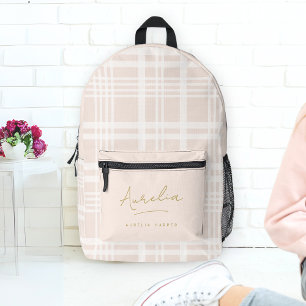 Sac À Dos Imprimé Monogramme Moderne Minimaliste Paillette Or Rose