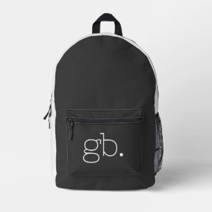 Sac À Dos Imprimé Monogramme Moderne Noir