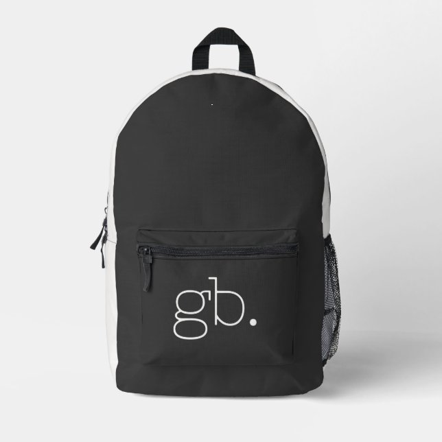 Sac À Dos Imprimé Monogramme Moderne Noir (Recto)