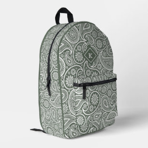 Sac À Dos Imprimé monogramme motif en cachemire vert et blanc