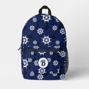 Sac À Dos Imprimé Monogramme nautique de la roue du navire de croisi
