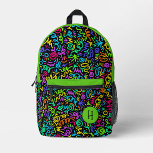 Sac À Dos Imprimé Monogramme Neon Green Squigg
