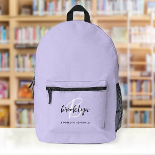 Sac À Dos Imprimé Monogramme Nom Lavande Noir Blanc Tendance