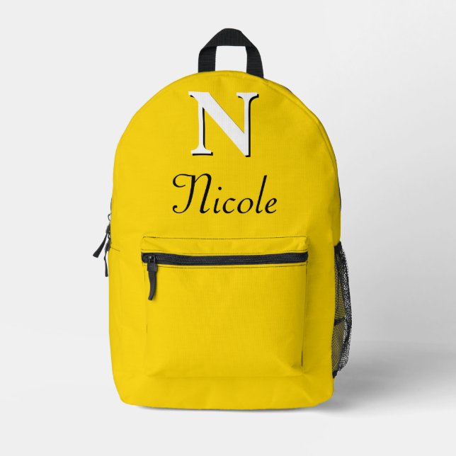Sac À Dos Imprimé Monogramme or-jaune moderne (Recto)
