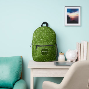 Sac À Dos Imprimé Monogramme pailleté de faux brillants vert clair