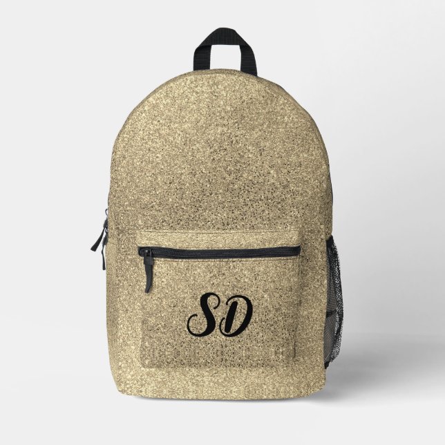 Sac À Dos Imprimé Monogramme Pailleté Or Brossé Chic  (Recto)