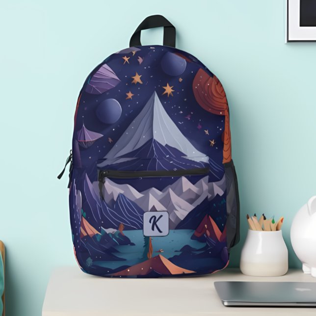 Sac À Dos Imprimé Monogramme Personnalisé, Cool & Moderne (Créateur téléchargé)