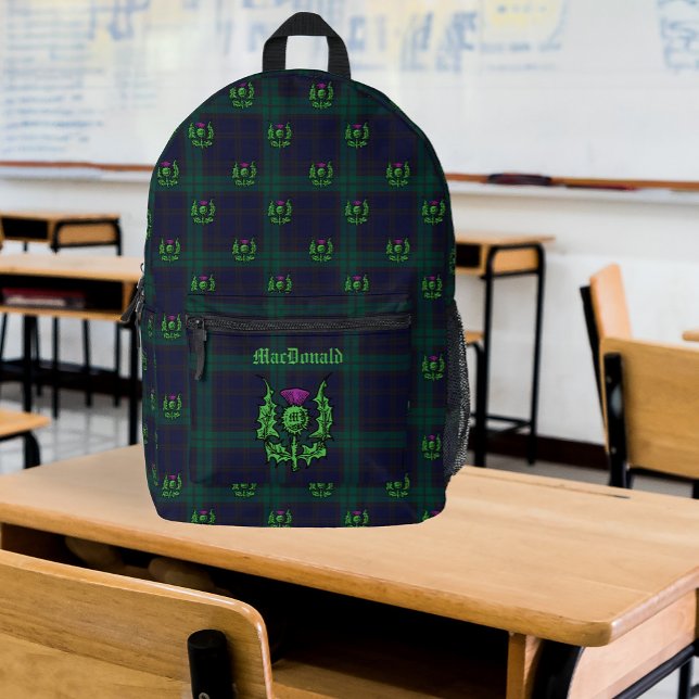 Sac À Dos Imprimé Monogramme personnalisé de chardon écossais (Créateur téléchargé)