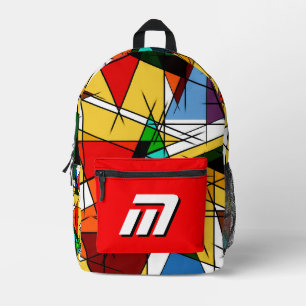 Sac À Dos Imprimé Monogramme Personnalisé Géométrique Graffiti Abstr