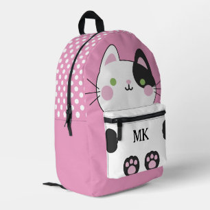Sac À Dos Imprimé Monogramme Pink Cute Cat Kids
