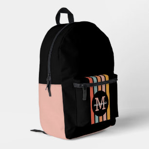 Sac À Dos Imprimé Monogramme Retro Grandes Colorées Personnalisées