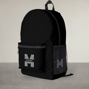 Sac À Dos Imprimé Monogramme Rétro minimaliste noir imprimé sac à do