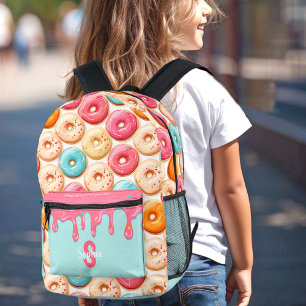 Sac À Dos Imprimé Monogramme rose doux pour Motif de Donut mou