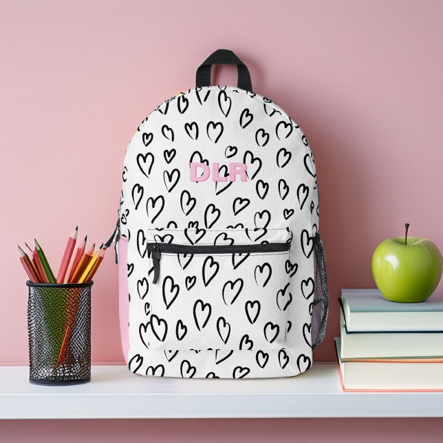 Sac À Dos Imprimé Monogramme rose fille personnalisée (Créateur téléchargé)