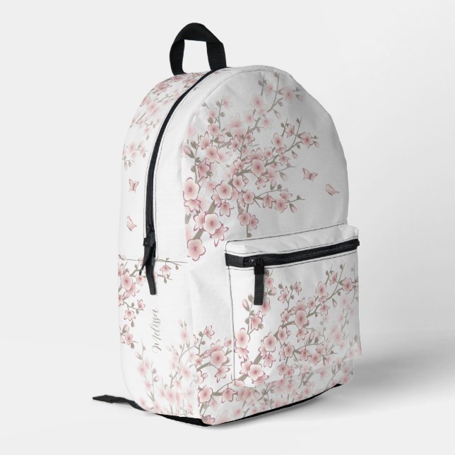 Sac À Dos Imprimé Monogramme Rose Fleur de Cerisier (Coin arrière gauche)