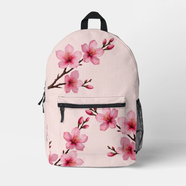 Sac À Dos Imprimé Monogramme Rose Fleur de Cerisier (Recto)