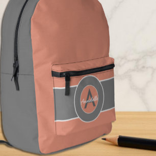 Sac À Dos Imprimé Monogramme rose gris personnalisé