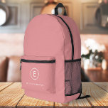 Sac À Dos Imprimé Monogramme Rose rose Feminine Girly Minimale initi<br><div class="desc">Un design simple monogramme avec une typographie moderne en blanc sur un arrière - plan rose vif. La conception comprend un monogramme initial unique avec une bordure ronde minimaliste. Le texte peut être facilement customisé pour répondre à vos besoins pour un cadeau ou un accessoire de papeterie parfaitement personnalisé!</div>