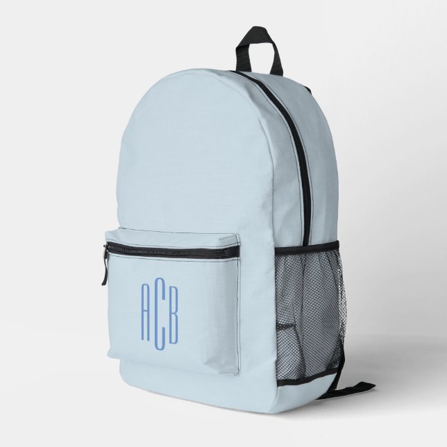 Sac À Dos Imprimé Monogramme simple bleu à trois lettres (Coin arrière droit)