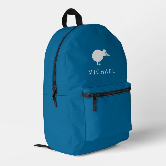 Sac À Dos Imprimé Monogramme simple Kiwi Bird Silhouette Personnalis (Coin arrière gauche)