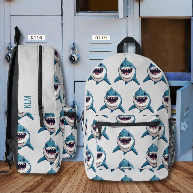 Sac À Dos Imprimé Monogramme souriant de requin (Créateur téléchargé)