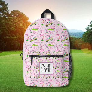 Sac À Dos Imprimé Monogramme Swing Pink Golfeuse Sensibilisation au