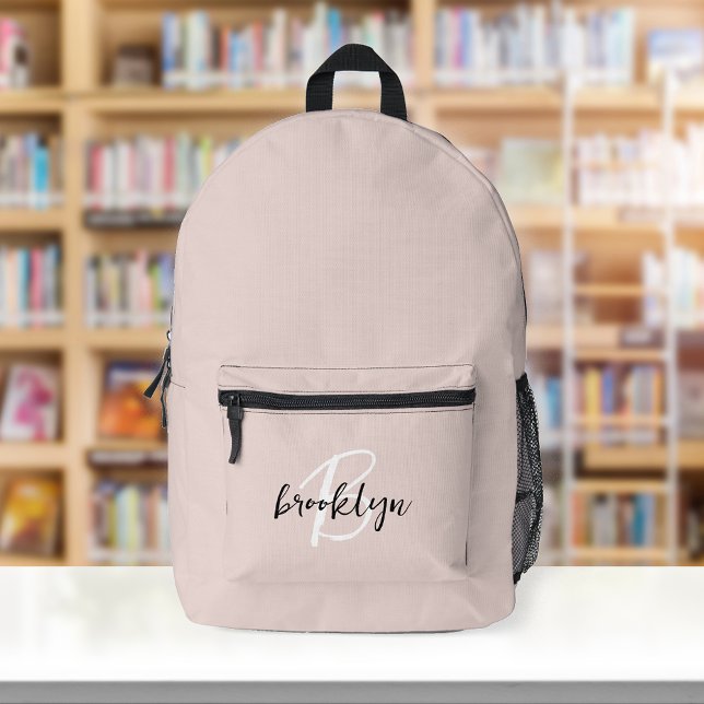 Sac À Dos Imprimé Monogramme tendance rose saumon noir blanc  (Créateur téléchargé)