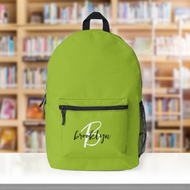 Sac À Dos Imprimé Monogramme tendance vert citron noir et blanc  (Créateur téléchargé)