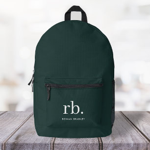 Sac À Dos Imprimé Monogramme vert foncé élégant minimaliste moderne