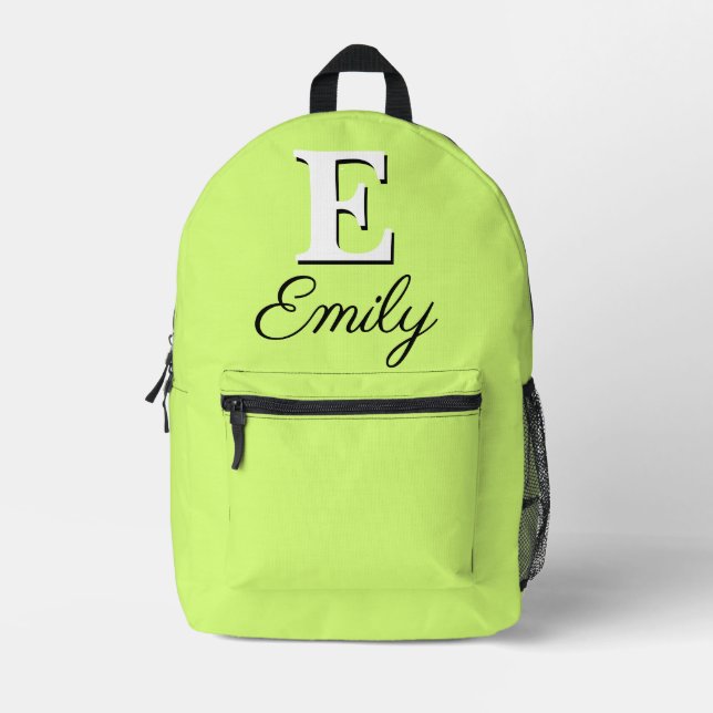 Sac À Dos Imprimé Monogramme vert jaune Mindaro moderne et élégant (Recto)
