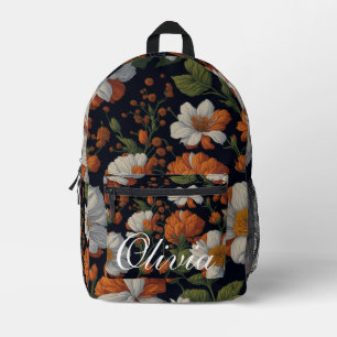Sac À Dos Imprimé monogramme vintage orange blanc élégant