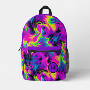 Sac À Dos Imprimé Monogramme violet de noue de la flamme de néon