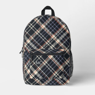 Sac À Dos Imprimé Monogrammes plaqués modernes à contrôle foncé