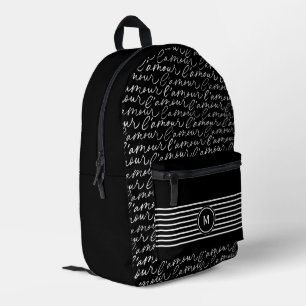 Sac À Dos Imprimé Monographie en noir et blanc "Paris drey"