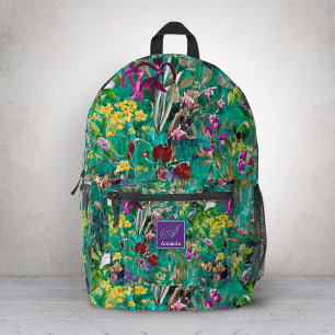 Sac À Dos Imprimé Monographie feuille turquoise