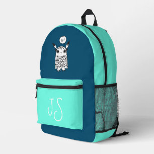 Sac À Dos Imprimé Monstre mignon aquamarine monogramme minimaliste m