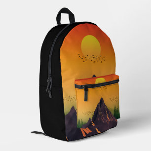 Sac À Dos Imprimé MONTAGNE vintage NATURE COUCHER DE SOLEIL