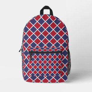Sac À Dos Imprimé Motif à carreaux diamant Harlequin rouge bleu blan