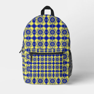 Sac À Dos Imprimé Motif à carreaux et argyle bleu jaune