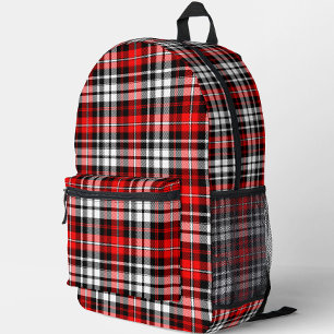 Sac À Dos Imprimé Motif à carreaux tartan rouge noir blanc Design
