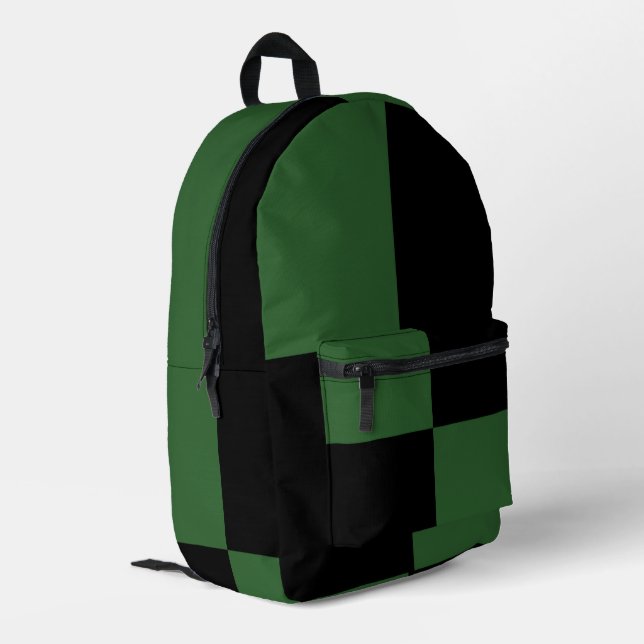 Sac À Dos Imprimé Motif à carreaux vert forêt et noir (Coin arrière gauche)