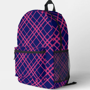 Sac À Dos Imprimé Motif à lignes à carreaux rose sur bleu