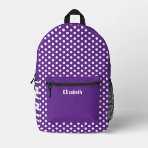 Sac À Dos Imprimé Motif à points simples violet et blanc Nom